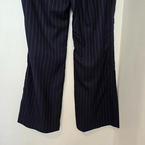 Vintage American Eagle Womens Y2K Pinstripe Pants Low Rise Wide Leg Sz 12 Wool - Picture 7 of 9